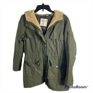 Tommy Hilfiger Green Jacket Medium Women’s Parka Army Full Zip
